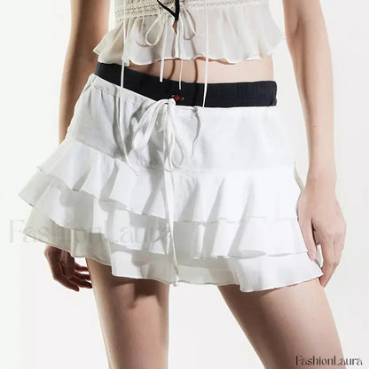 Tiered Ruffle Drawstring Skirt