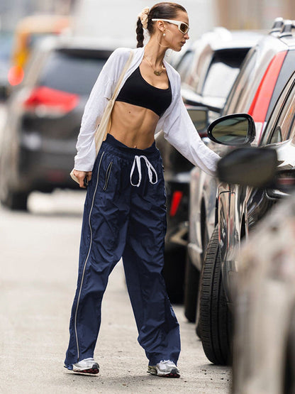 Stylish Lace-up Elastic Waist Wide Leg