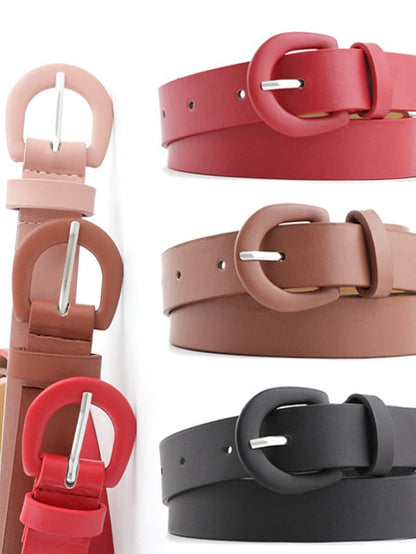 Unisex PU Buckle Belt PU Leather Prong Buckle D-ring Casual Classic Party Daily Black Pink Red Brown for Women