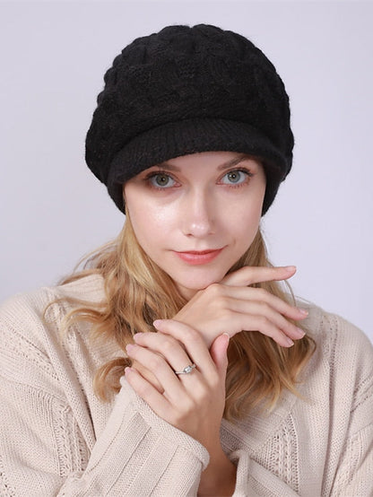 Hat Beret Hat Black Pink Wine Outdoor Street Dailywear Knit Pure Color Warm Breathable for Women