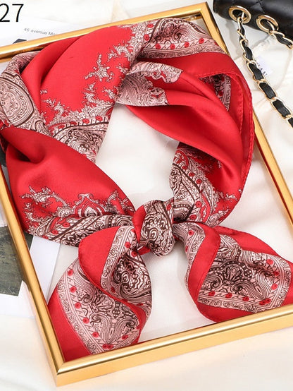3 Colors Square Silk Scarf Women Fashion Print Small Neck Scarfs Office Lady Hair Band Foulard Hand Kerchief Female Bandana Shawl 70*70CM for Women