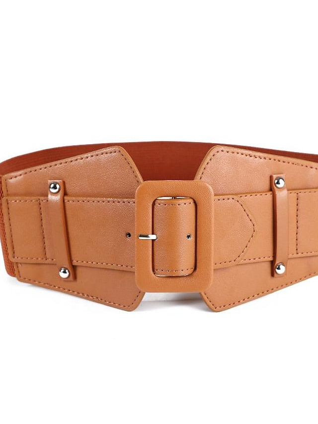 Rectangle Buckle Wide Belt for Women