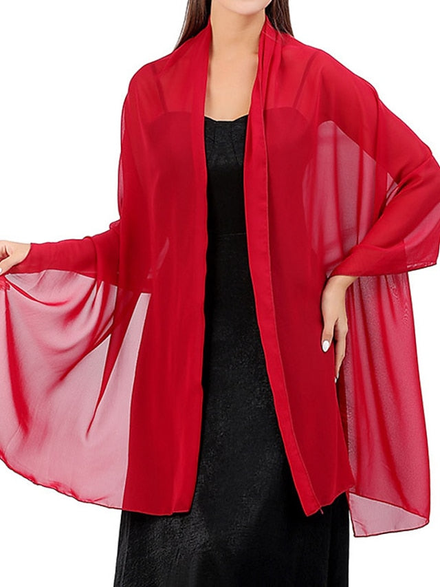 Shawls & Wraps Party Wedding Indoor Grey Beige Fuchsia Scarf Pure Color for Women