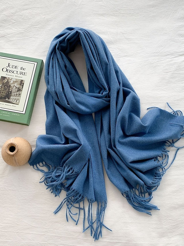 Shawls & Wraps Party Black Scarf Pure Color / Basic / Green / Khaki / Fall / Winter for Women