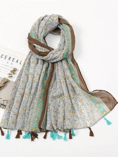 Rectangle Scarf Dailywear Holiday Outdoor Yellow Scarf Floral for Women