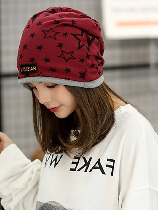 Men's Slouchy Beanie Hat Outdoor Home Daily Stars Spandex Cotton Cute Casual Warm Elastic Casual / Daily 1 pcs for Women