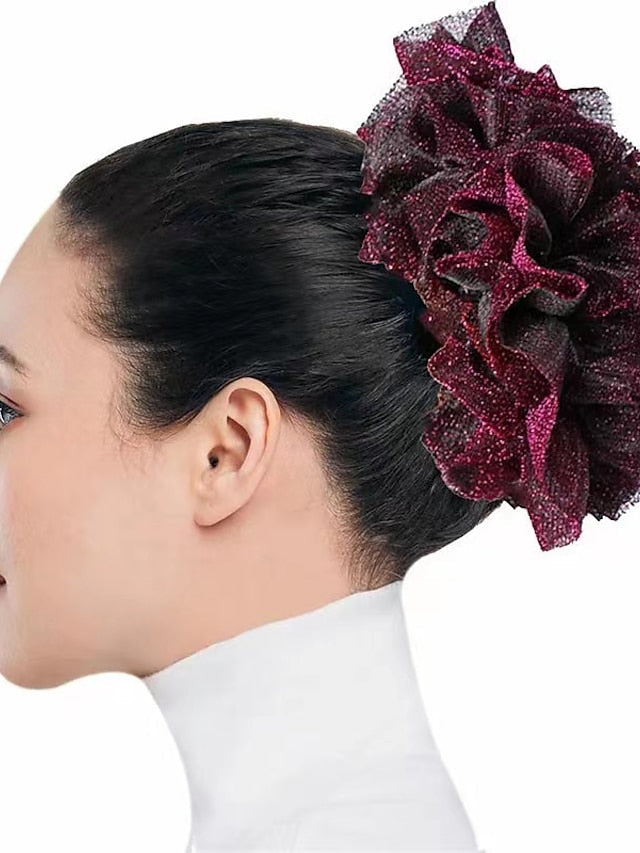 Bling Scrunchies Giant Large Intestine Big Hair Ties Elastic Rubber Bands Glitter Ponytail Holder Hijab Volumizing Scrunchies for Women