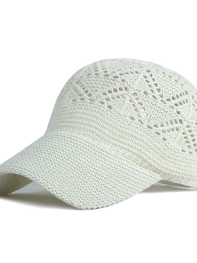 Glossy Ladies Knitting Sun Hat Summer Outdoor Hollow Mesh Breathable Sunshade Hats New Fashion All-Match Lady Baseball Hat for Women