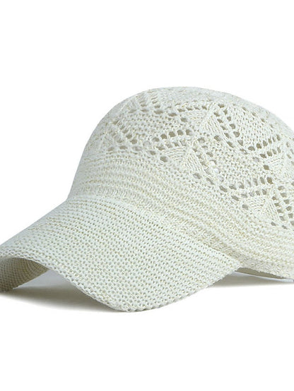 Glossy Ladies Knitting Sun Hat Summer Outdoor Hollow Mesh Breathable Sunshade Hats New Fashion All-Match Lady Baseball Hat for Women