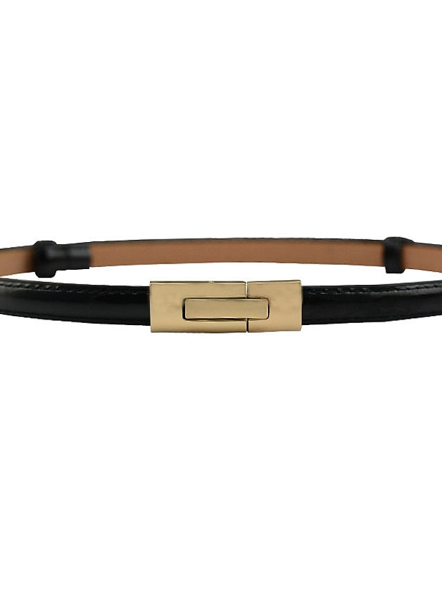 Skinny Belt Party Street Dailywear Holiday Gold Silver Belt Pure Color Blue Fall Winter Spring Summer for Women
