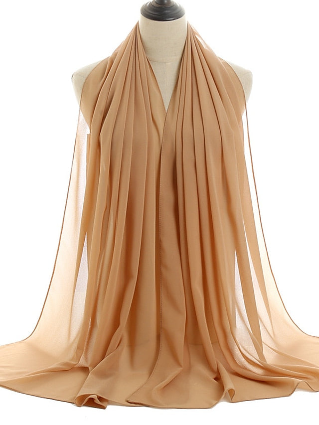 180*75cm Muslim Fashion Chiffon Hijab Scarf Women Scarves Long Shawl Islamic Hijabs Simple Head Scarf Solid Wrap Turban for Women