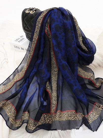 Scarves Daily Holiday Flowers Polyester Bohemia Vintage Retro Warm Casual / Daily 1 PC for Women