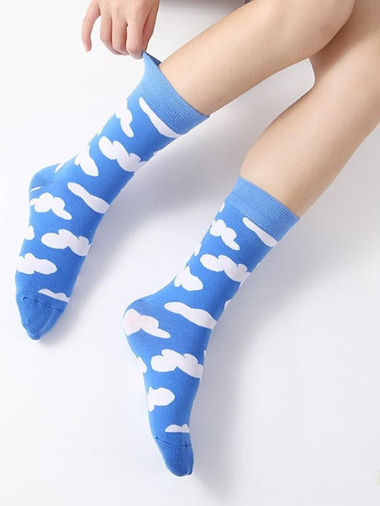 Crew Socks Home Office Daily Spandex Nylon Cotton Basic Casual Classic Warm Elastic 1 Pair for Women
