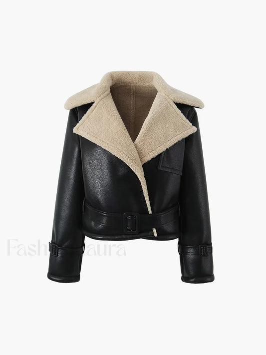 Too Blessed Sherpa Lined Modern Shearling Leather Flight Jacket