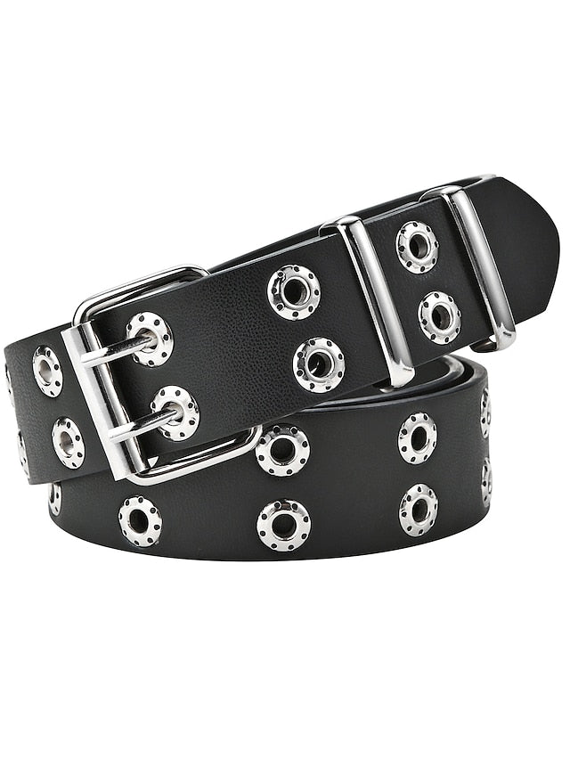 Unisex PU Buckle Belt Wide Belt PU Leather Prong Buckle Eyelet Casual Classic Party Daily White Black Brown Coffee for Women