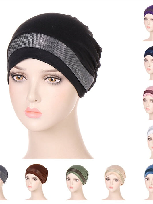 Soft Stretchy Under Scarf Cap for Women Soild Color Inner Hijab Bonnet Muslim Under Hijab Turban Hat for Women