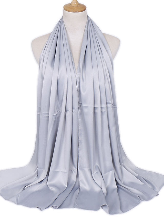 1pcs Women Silk Headscarf Hijab Scarf Long Muslim Shawl Turban Bandana Satin Scarves Head Wraps for Women