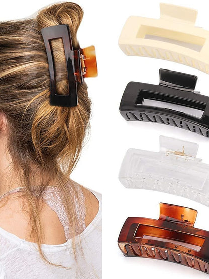 Large Hair Claw Clips 4 PCS, Hair Clips for Thick Hair Acrylic Banana Claw Clips Non-slip Hair Clip Rectangular Jaw Clips Big Hair Clips Gifts for Women for Women