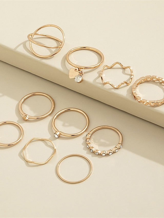 10pcs Ring For Street Daily Prom Alloy Hollow Out Flower for Women