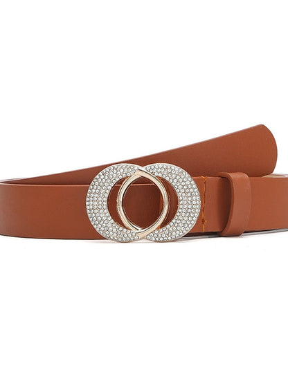 Unisex PU Buckle Belt PU Leather Prong Buckle O-ring Classic Casual Party Work Black White Brown Beige for Women