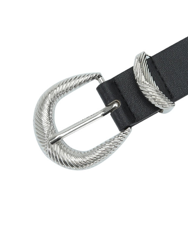 Unisex PU Buckle Belt PU Leather Prong Buckle D-ring Classic Casual Party Work Black White Pink Brown for Women