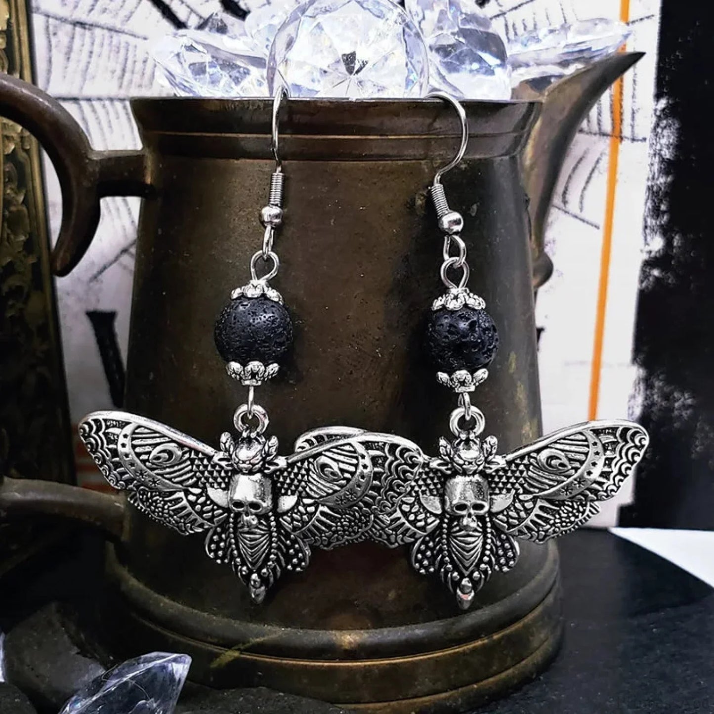 Tranquil Dove Ceramic Metal Circle Hoop Earring
