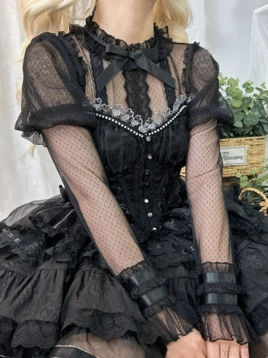 Transparent Embroidered Lace Top