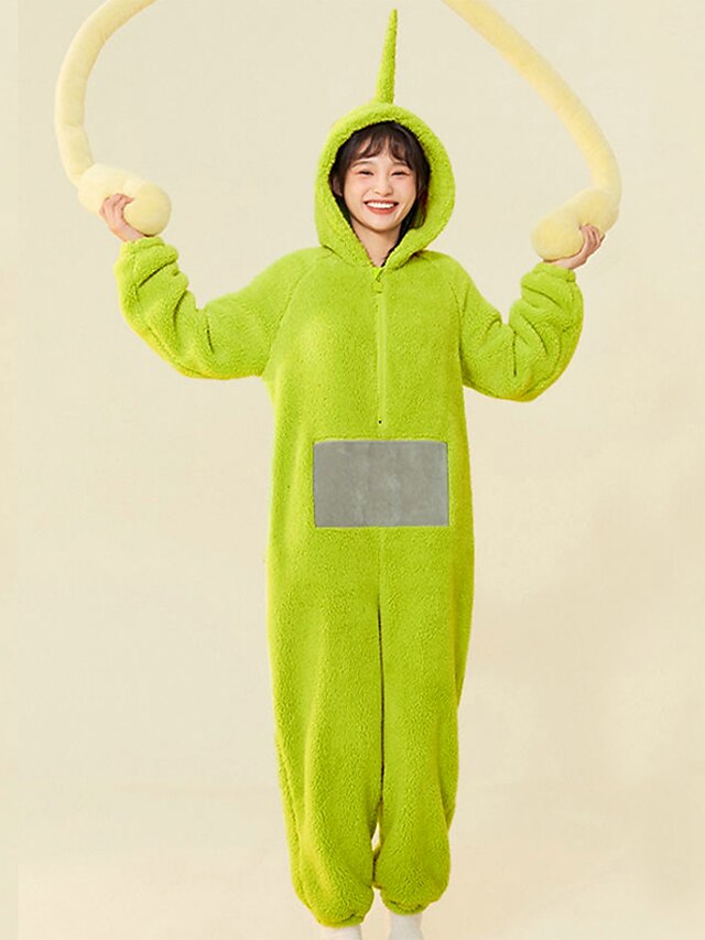 Adults' Kigurumi Pajamas Nightwear Alien Teletubbies Character Onesie Pajamas Flannel Cosplay For Men and Women Christmas Animal Sleepwear Cartoon Festival / Holiday Costumes
