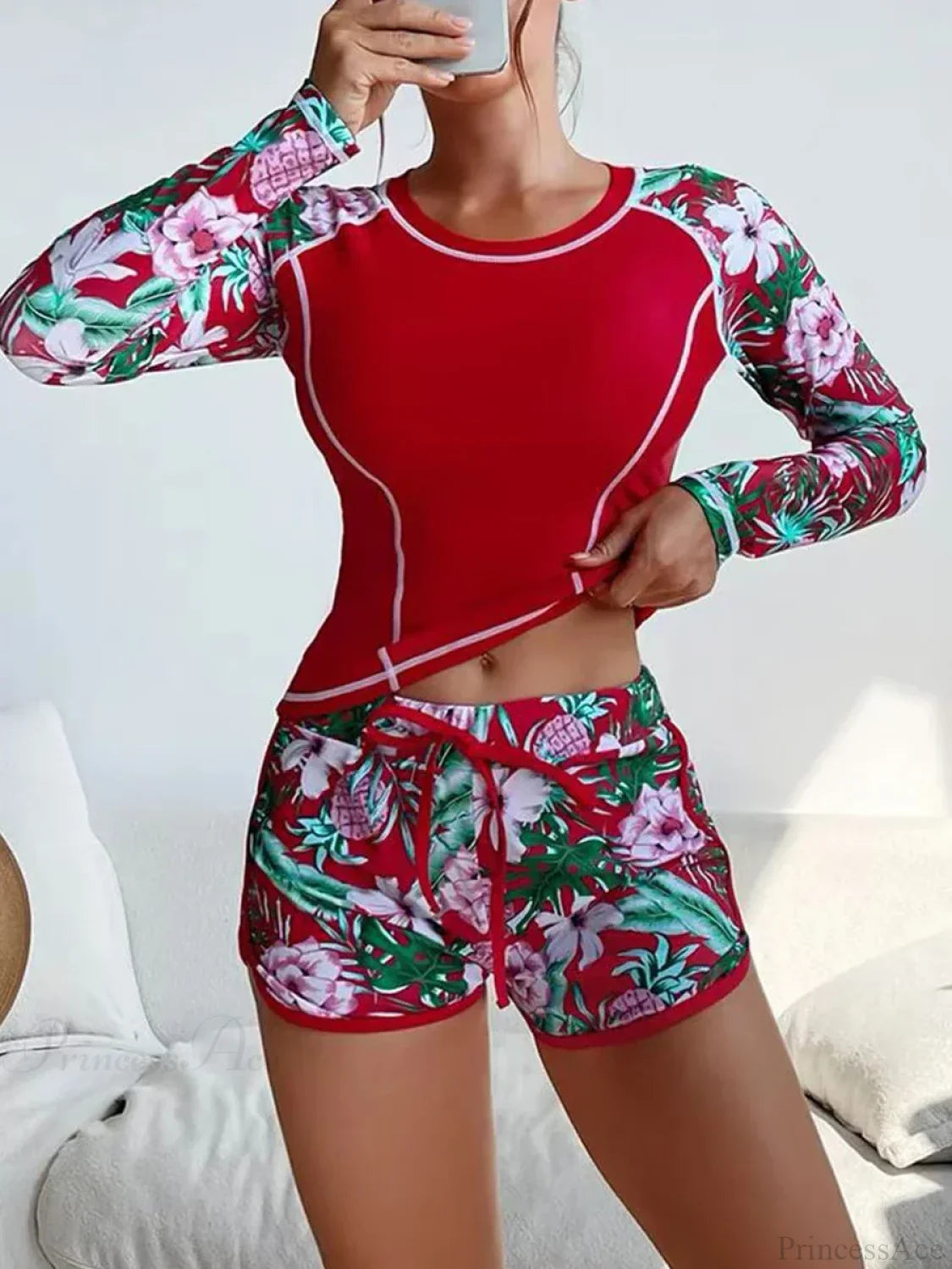 Tropical Print Rashguard Two Piece Set