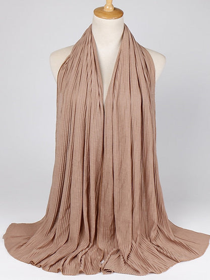 Multiple Colors Plain Solid Wrinkle Maxi Jersey Hijab Shawl Wrap Elastic Foulards Sjaal Arab Snood Islamic Muslim Headband 180*80Cm for Women