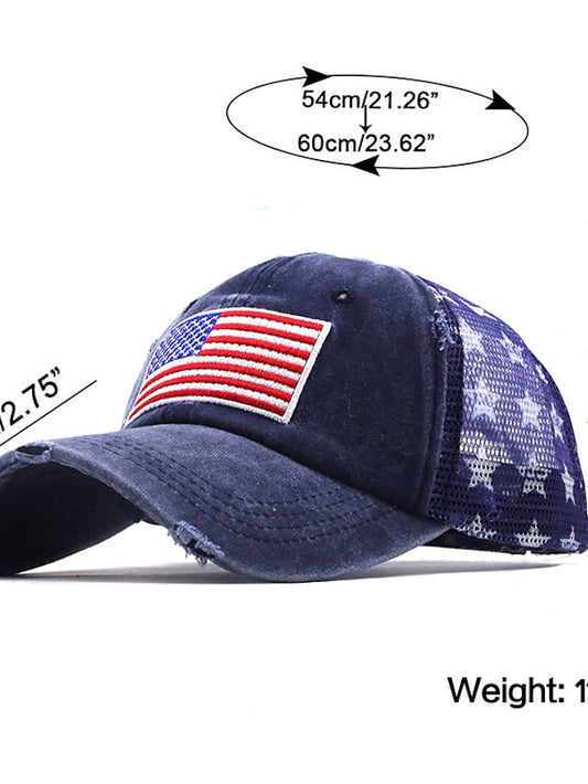 New American Flag Mesh Baseball Cap Trucker Hat Vintage Outdoor Breathable Sport Snapback Cap Hats for Women Men for Women