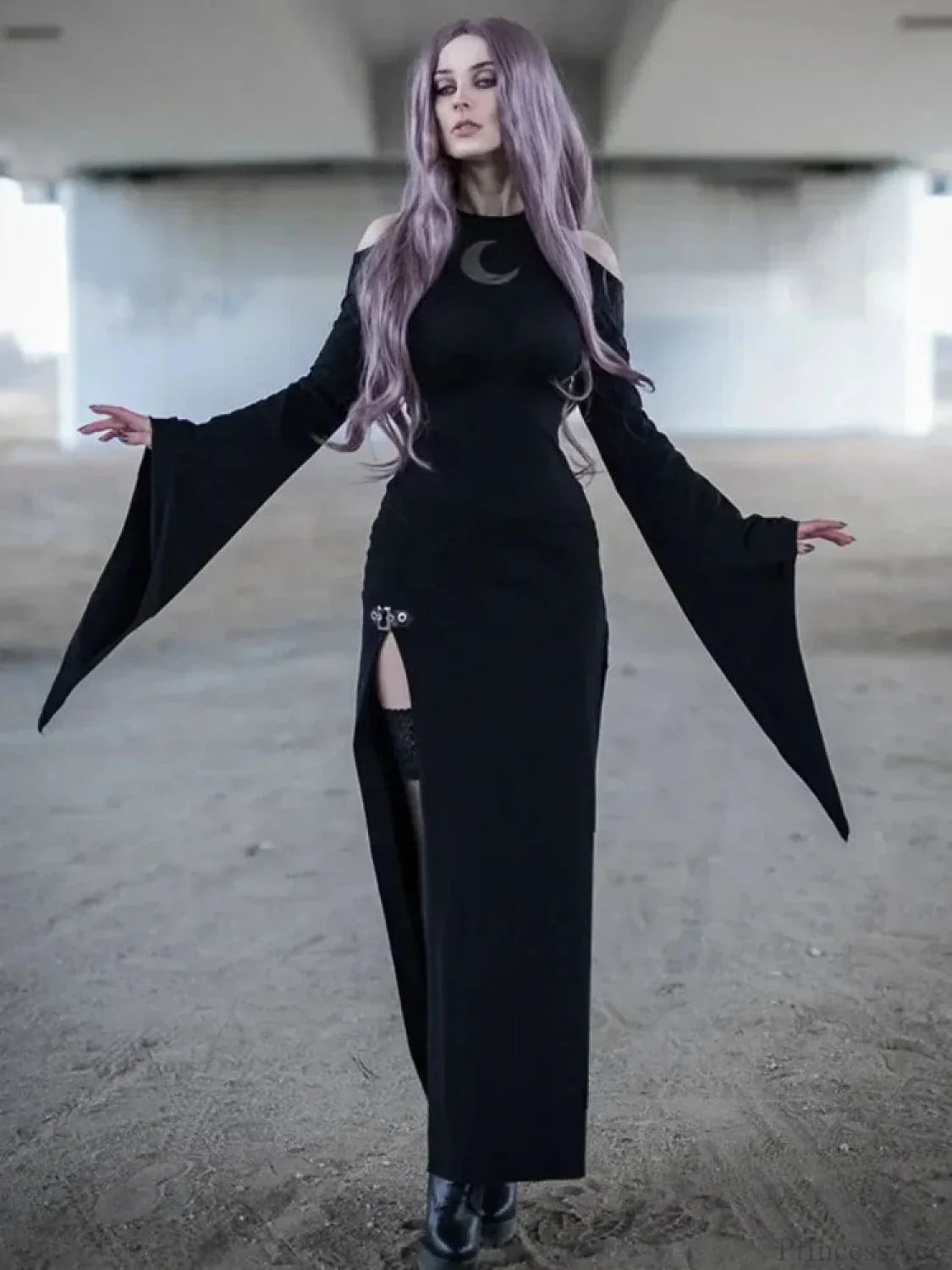 Trumpet Sleeve Lunar Maxi Dress