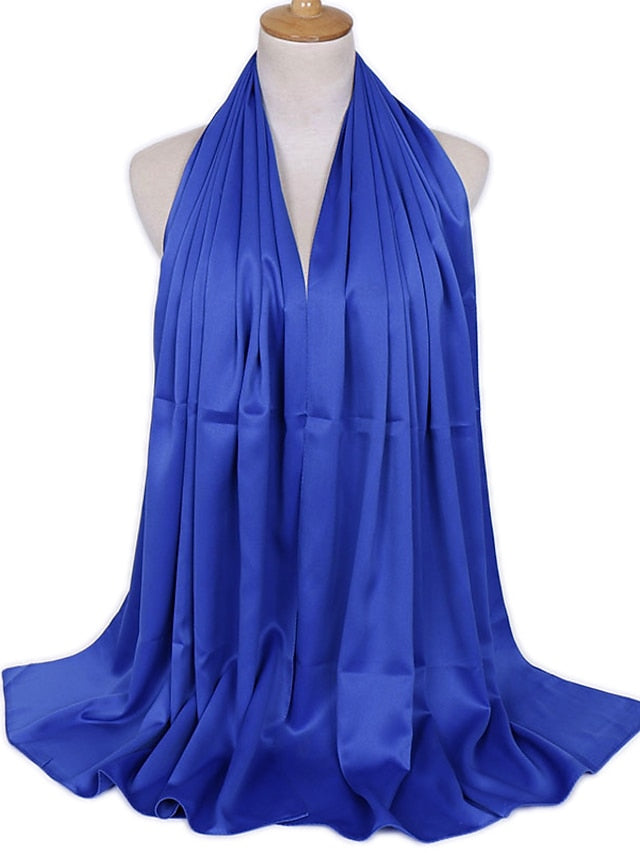 1pcs Women Silk Headscarf Hijab Scarf Long Muslim Shawl Turban Bandana Satin Scarves Head Wraps for Women