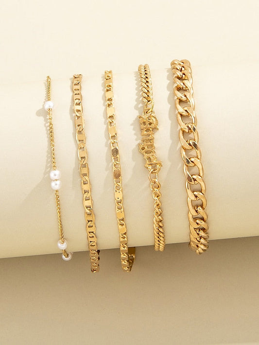 4pcs Chain Bracelet Vintage Bracelet Thick Chain Vintage Theme Punk Fashion Simple Tassel Alloy Bracelet Jewelry Silver / Gold For Office Sport Gift Daily Date for Women