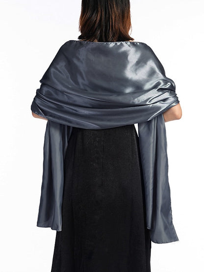 Shawls & Wraps Party Holiday Cocktail Party Silver Red Purple Scarf Pure Color / Satin / Fall / Winter / Spring / Summer for Women