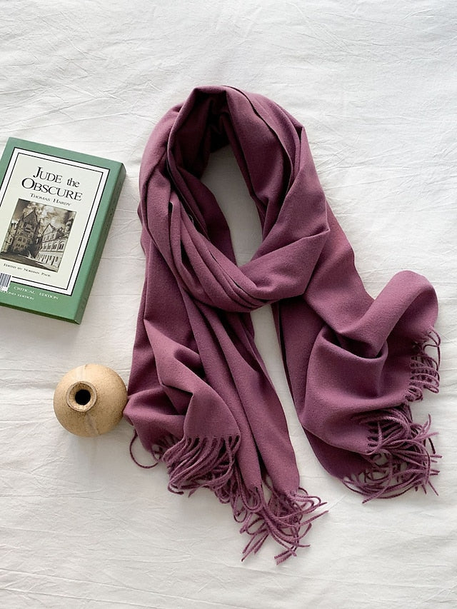 Shawls & Wraps Party Black Scarf Pure Color / Basic / Green / Khaki / Fall / Winter for Women