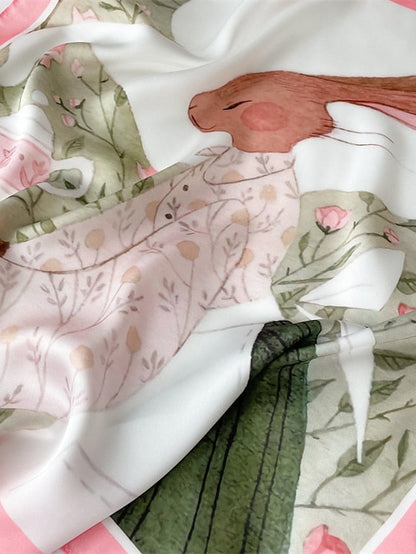 55*55CM Fashion Silk Satin Square Scarf Women Animal Print Small Neckerchief Hair Bandana Female Head Scarves Bags Decoration for Women