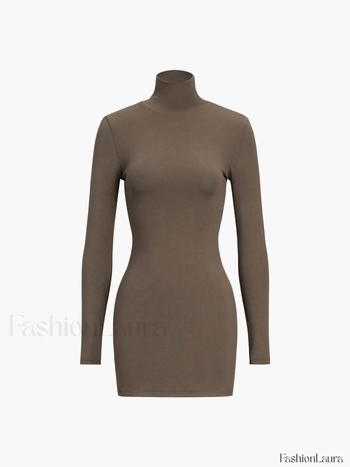 Turtleneck Open Back Trendy Long Sleeve Short Dress