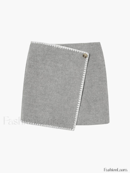 Tweed Contrast Graceful Trim Midi Skirt
