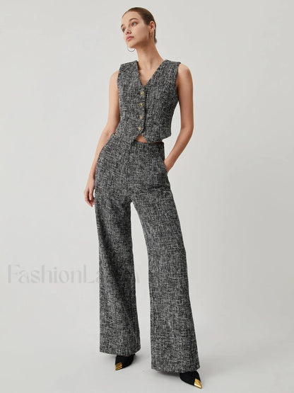 Tweed Metallic Graceful Button Vest