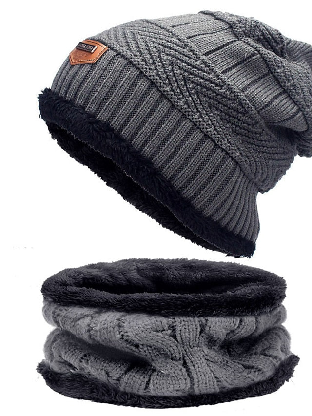 Men's Slouchy Beanie Hat Winter Warm Set Outdoor Home Daily Solid / Plain Color Knitting Casual Casual / Daily 1 Pack for Women