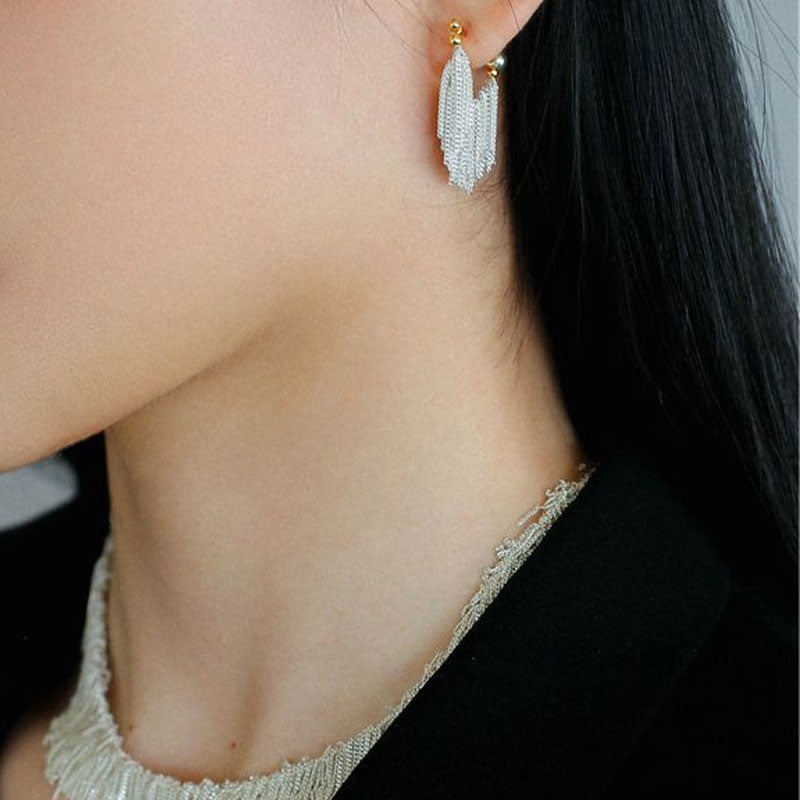 18K Gold Plated Two Tone Sterling Silver Waterfall Earrings