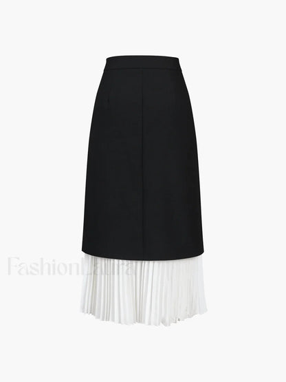 Two Tone Graceful Pleated Long Skirt