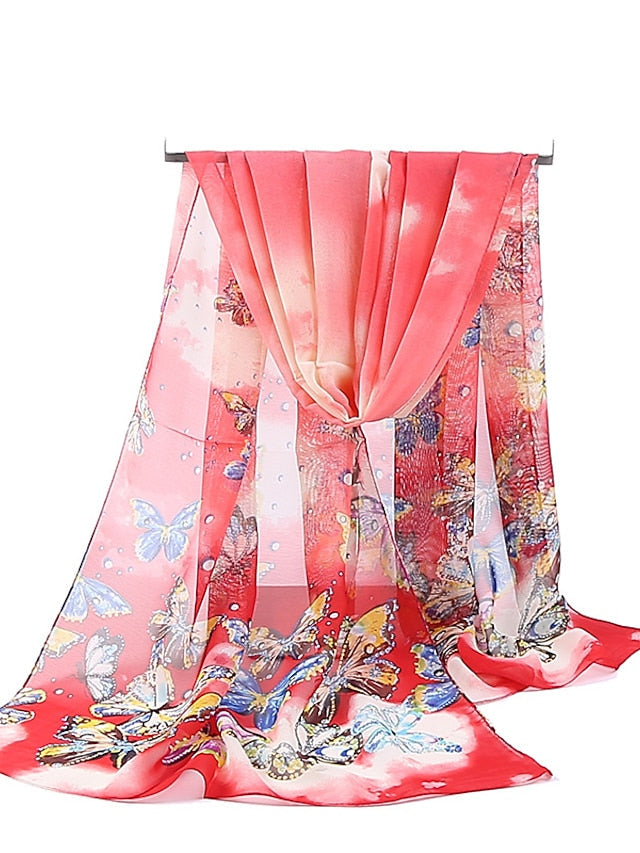 Scarves Shawl Daily Holiday Animal Chiffon Casual Vintage Retro Sunscreen Outdoor Casual 1 PC for Women