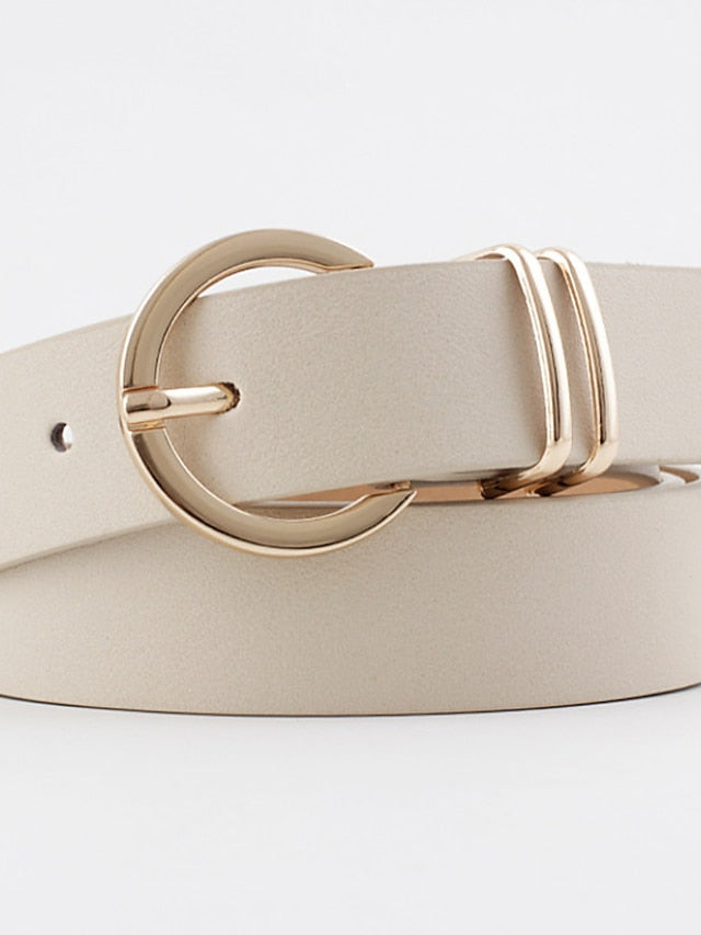 Unisex PU Buckle Belt PU Leather Prong Buckle D-ring Casual Classic Party Daily Black Pink Brown Beige for Women