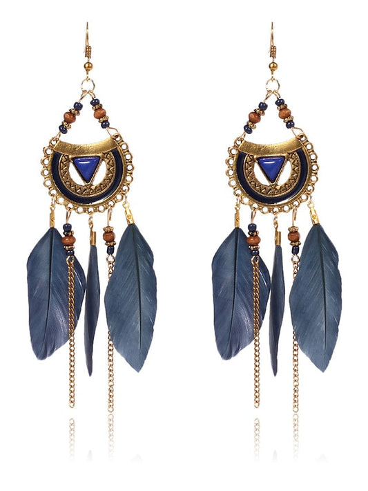 1 Pair Earrings Raffia Feather Earrings For Street Beach Alloy for Women