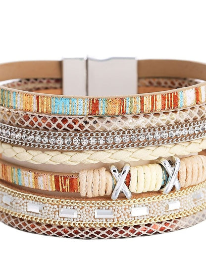 1PC Plaited Wrap Weave Statement Leather Bracelet Jewelry For  Halloween Daily Beach for Women