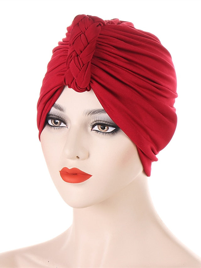 Vintage Inner Turban Hat Fashion Female Bandana Headband Hair Cover Cap Ladies Head Wraps for Women