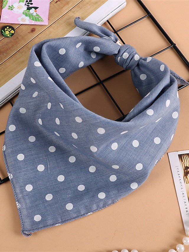 Polka Dots Kerchief Pink Green Blue Scarfs Birthday Gift Accessories for Women