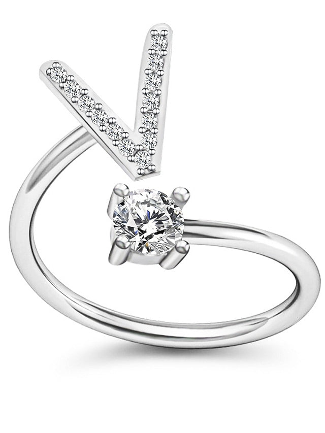 1PC Band Ring For Men's Crystal White Alloy Classic for Women